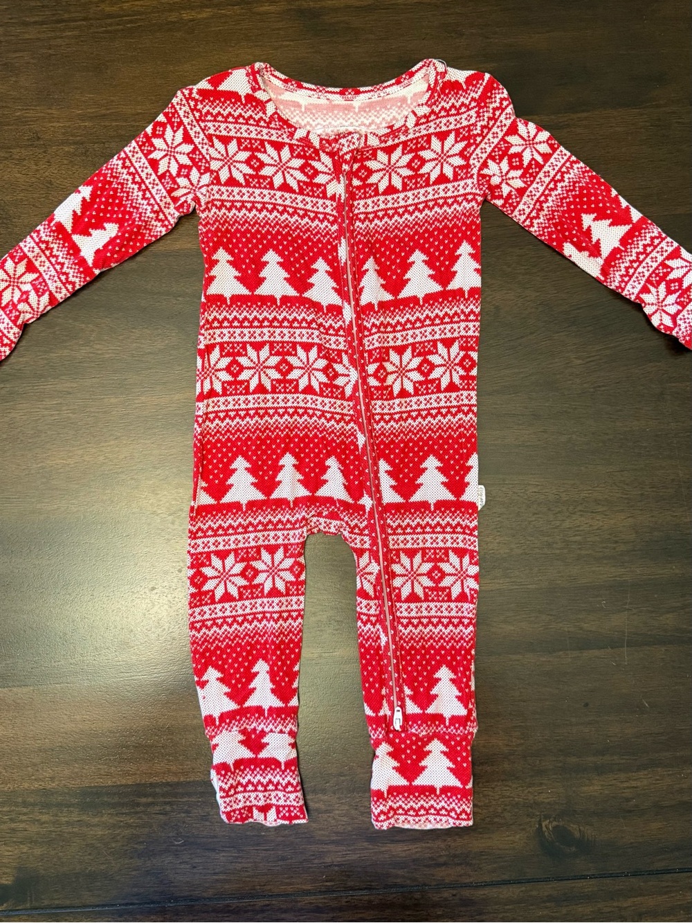 Gigi And Max Red Holiday Tree Print Kids viscose One-Piece Pajama